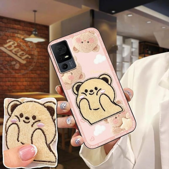 JNG-Phone Case For TCL 40XL/40T/T608D/Lively Jitterbug Smart4, Fashion Design Cloth Patch Cartoon Protective Back Cover Soft case TPU Durable Cute Shockproof Dirt-resistant Silicone 3D