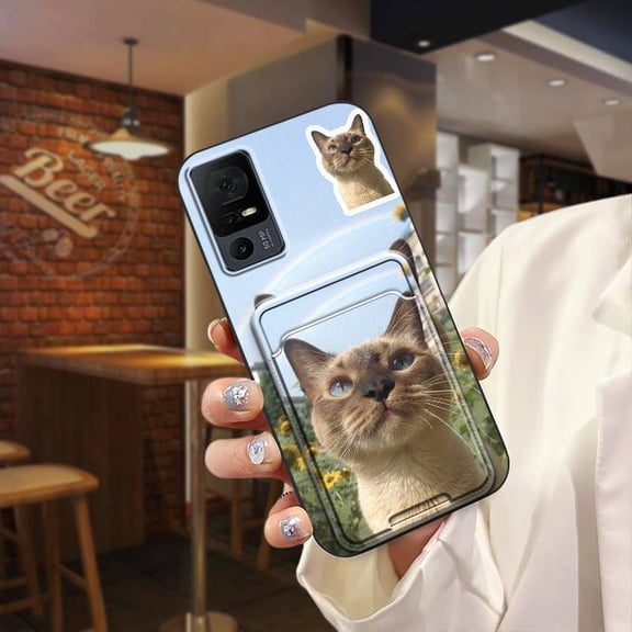 JNG-Phone Case For TCL 40XL/40T/T608D/Lively Jitterbug Smart4, Waterproof Durable TPU Cartoon Fashion Design Back Cover Card bag Graffiti Shockproof Card sleeve Silicone Anti-dust Dog