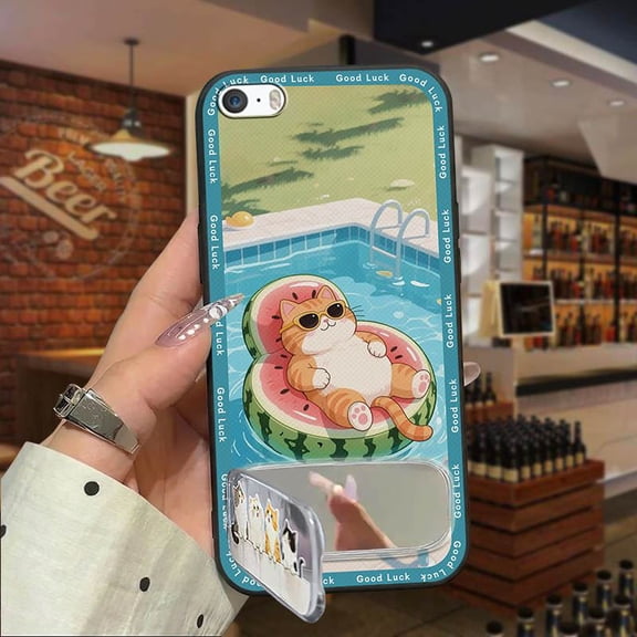 JNG-Phone Case For iphone 5/5S/SE/ip5/ip5S/ipSE, three-dimensional Cute Plush Protective Shockproof Durable TPU Embroidery Back Cover Waterproof Fashion Design Full wrap Silicone 3D