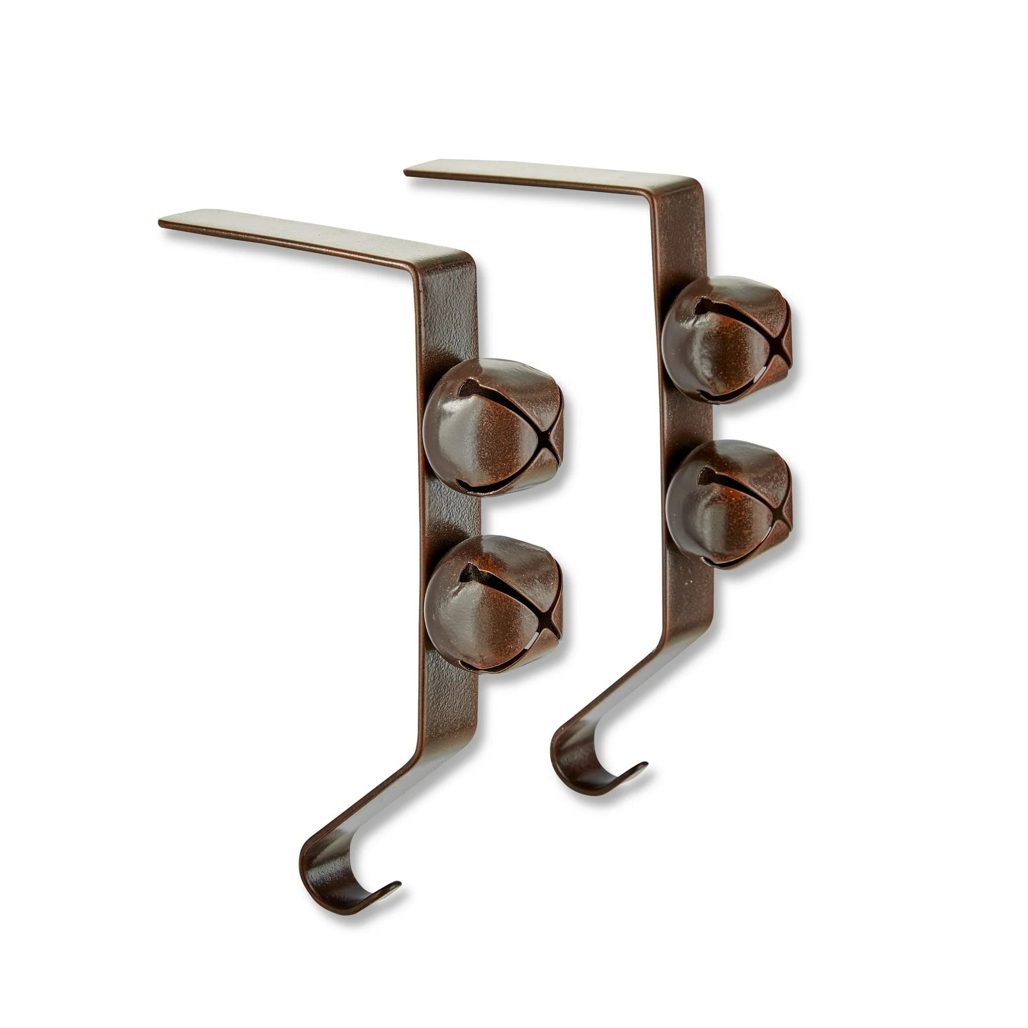 Brown Metal Jingle Bell Christmas Stocking Holders, 6.5", 2 Count, by Holiday Time