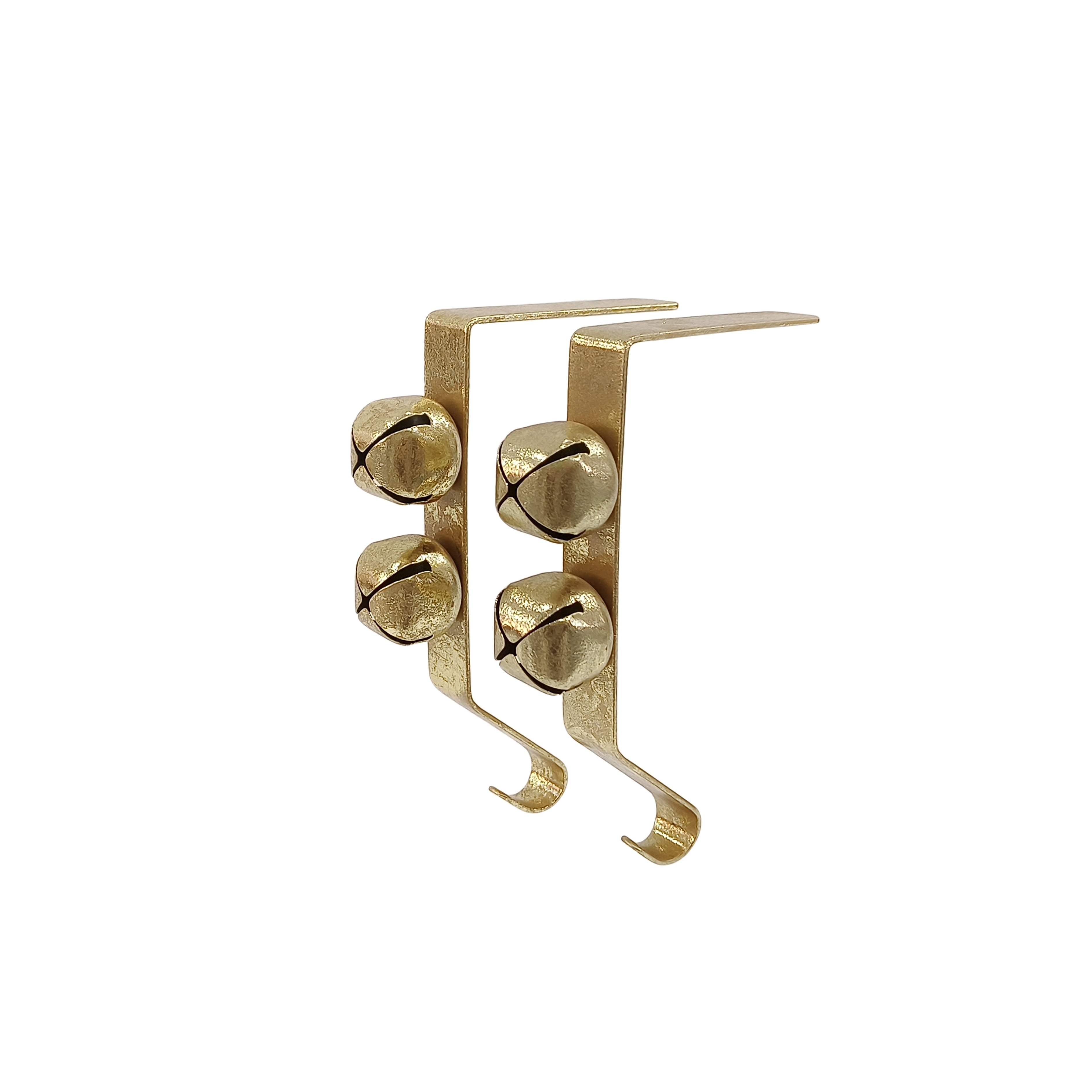 Gold Metal Jingle Bell Christmas Stocking Holders, 6.5", 2 Count, by Holiday Time