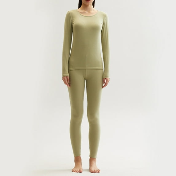 JNGSA 2023 Winter Two-piece Thermal Underwear Set for Women Long Johns Women with Lined Cold Weather Pajamas Long Top and Legging