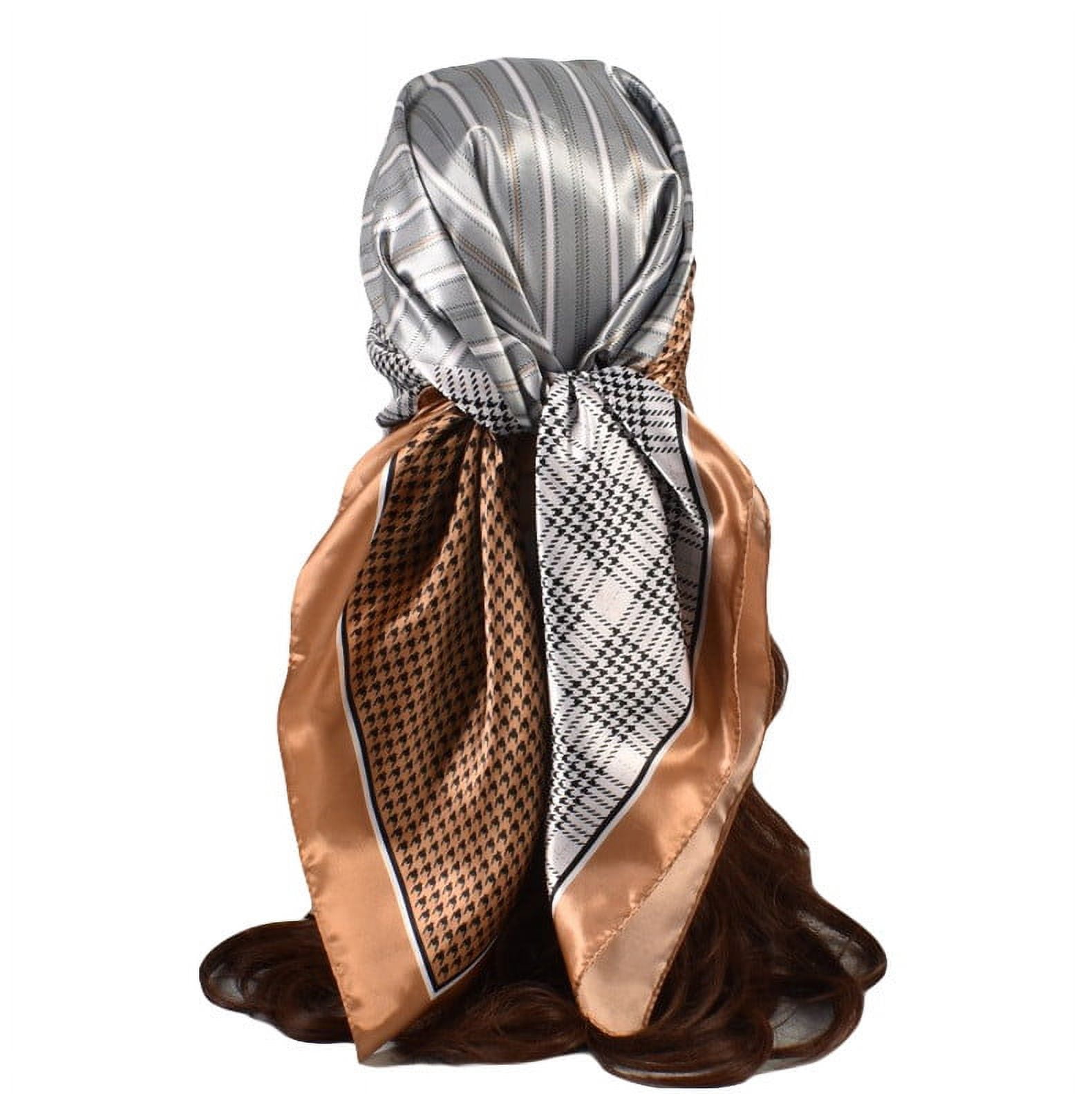 JNGSA 90CM Faux Silk Head Scarf for Women Hair Scarves Satin Head