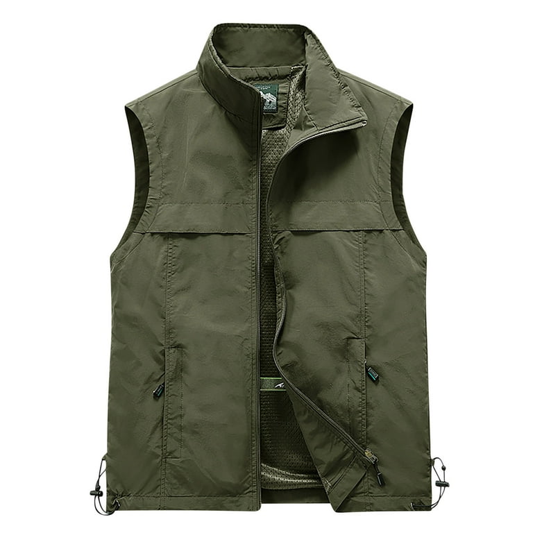 JNGSA Jacket Men, Men's Full-Zip Vest Outerwear Loose Lightweight