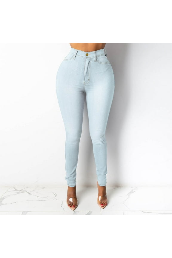 Jeans for Women High Waist Stretchy,Women's Casual High Waisted Jeans Wide Leg Pants Button Straight Leg Trousers Retro Winter Tube Slim Jeans Clearance