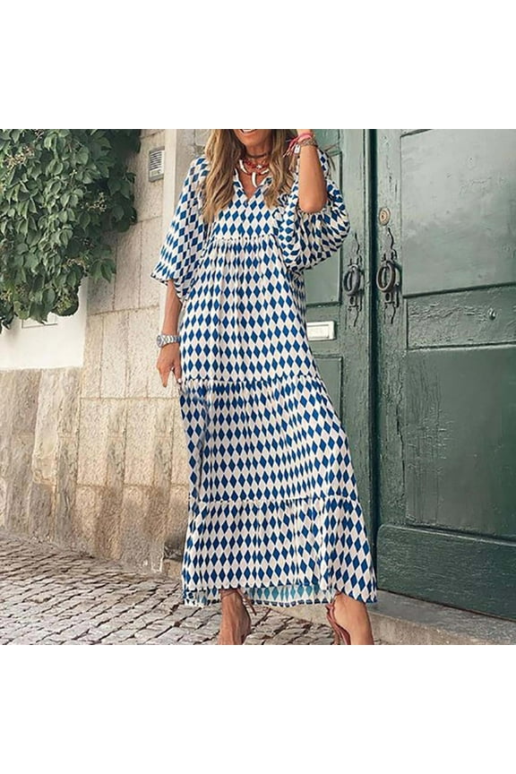 Long Dresses for Women 2023 Bohemian Floral Tiered Long Midi Dress Puff Sleeves Flowy Maxi Dress Casual Sundress