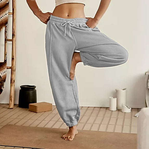 JNGSA Loose Pants for Women,Women's High Waisted Sweatpants Workout Active Drawstring Joggers Pants Baggy Lounge Bottoms 2023 Fall/Winter Casual Cuffed Sweatpants Gray