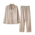 thumbnail image 1 of JNGSA Lounge Wear for Women, Womens Two Piece Outfits Long Sleeve Button Up Shirts Wide Leg Pants Pajama Sets with Pockets, 1 of 3
