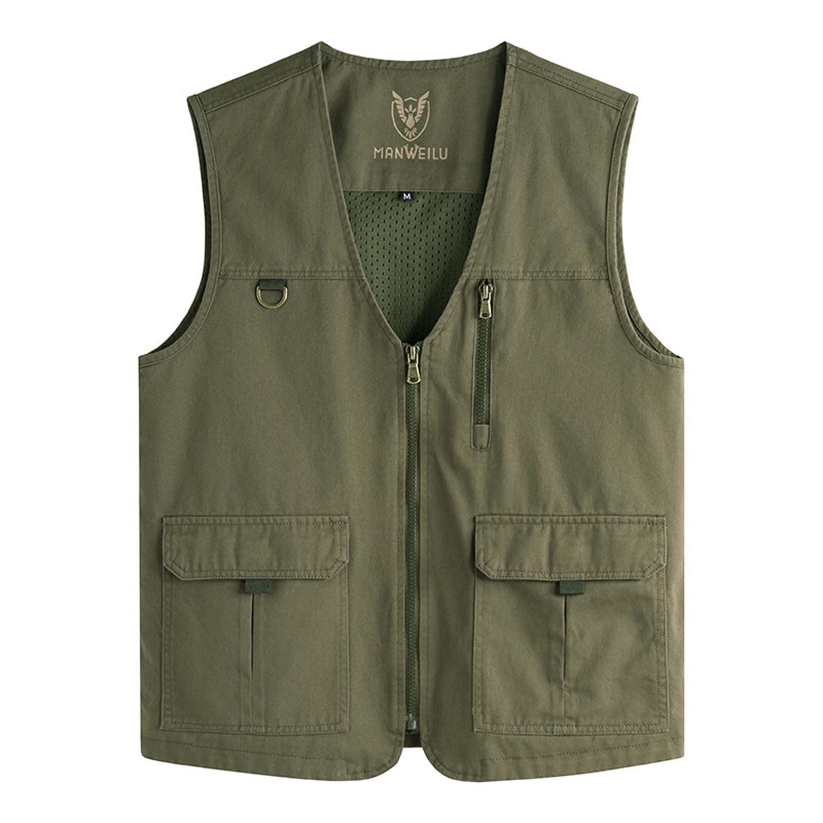 APEXFWDT Men s Summer Outdoor Work Vest Big and Tall Safari Hiking Travel Photo Fishing Vest with Multi Pockets Walmart
