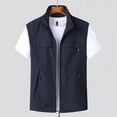 thumbnail image 1 of JNGSA Men's Lightweight Vest Sleeveless Windproof Jacket with Zipper Pcoket Sports Vest for Cycling Travel Hiking Running Golf Blue L, 1 of 8