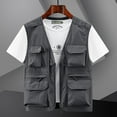 thumbnail image 1 of JNGSA Men's Outdoor Cargo Vest with Multi-Pocket Quick-drying Sleeveless Vest Jacket Utility Vest for Fishing Hiking Fintness Gray M, 1 of 5