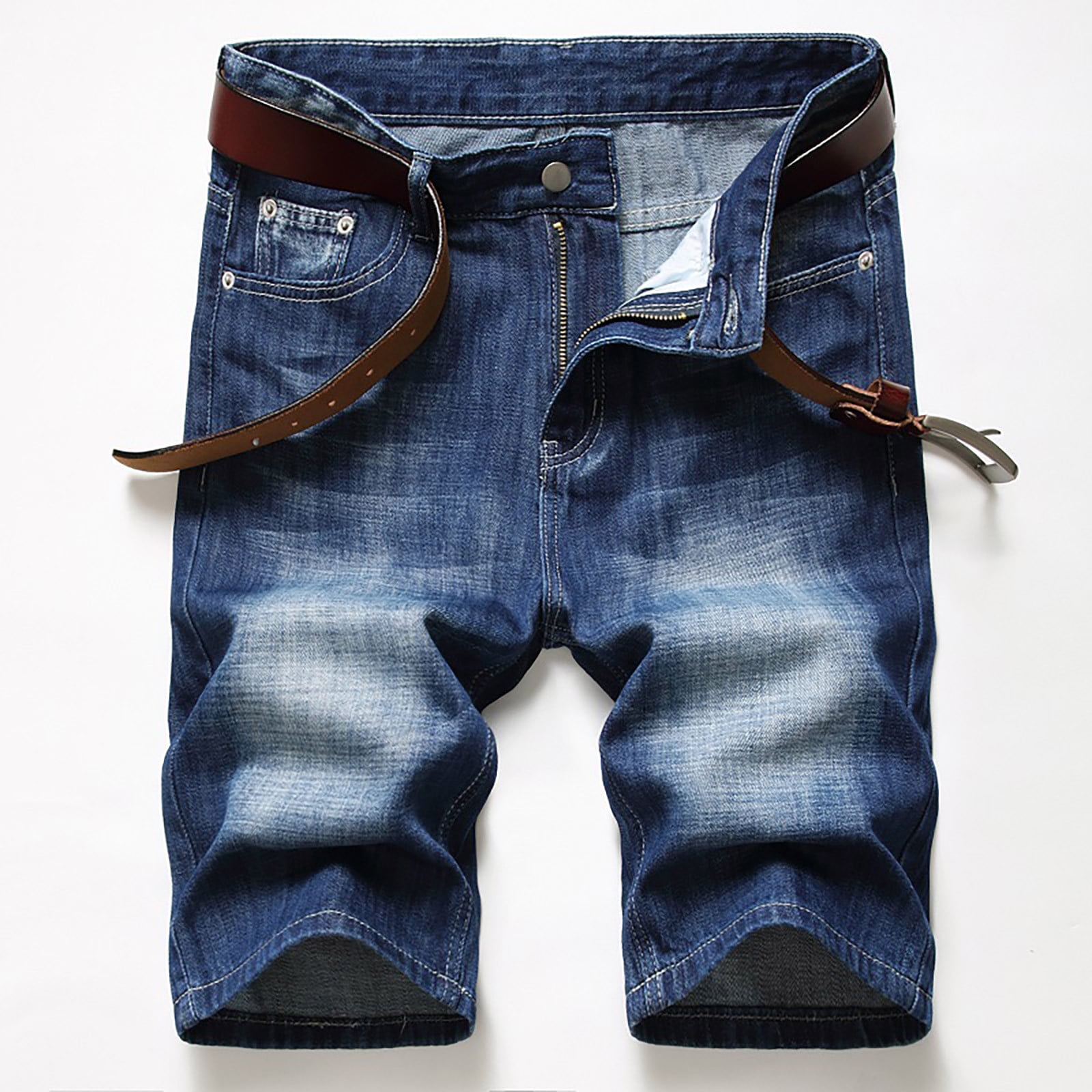 JNGSA Men's Ripped Denim Shorts & Jeans Micro Stretch Shorts Zipper
