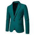 thumbnail interactive-video image 1 of GENOSS Men’s Dark Green Slim Fit Suit – 1-Button Business Casual Jacket & Pants Set 1 of 6