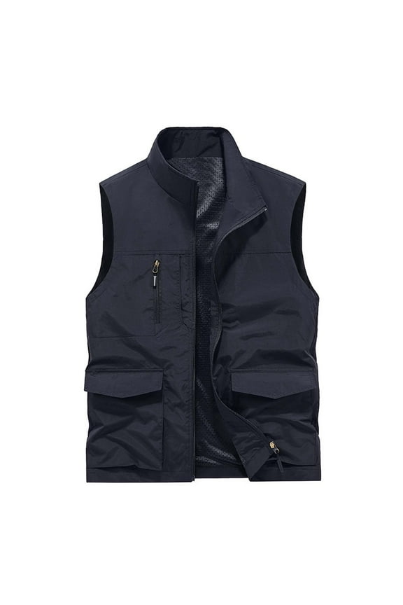 JNGSA Men's Utility Cargo Vest Outdoor Vest with Pockets Casual Quick-drying Loose Vest Thin Sports Vest Jackets