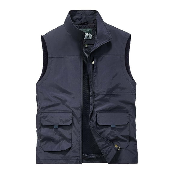 JNGSA Men's Utility Cargo Vest Outdoor Vest with Pockets Casual Quick-drying Loose Vest Thin Sports Vest Jackets