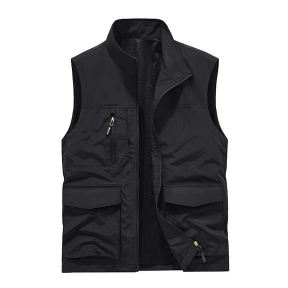 JNGSA Men's Utility Cargo Vest Outdoor Vest with Pockets Casual Quick-drying Loose Vest Thin Sports Vest Jackets