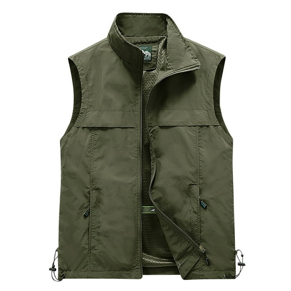 JNGSA Mens Coats and Jackets, Men's Full-Zip Vest Outerwear Loose Lightweight Warm Casual Sleeveless Jacket for Fall Winter