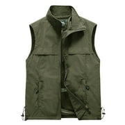 JNGSA Mens Coats and Jackets, Men's Full-Zip Vest Outerwear Loose Lightweight Warm Casual Sleeveless Jacket for Fall Winter