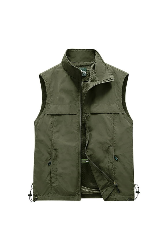 Mens Coats and Jackets, Men's Full-Zip Vest Outerwear Loose Lightweight Warm Casual Sleeveless Jacket for Fall Winter