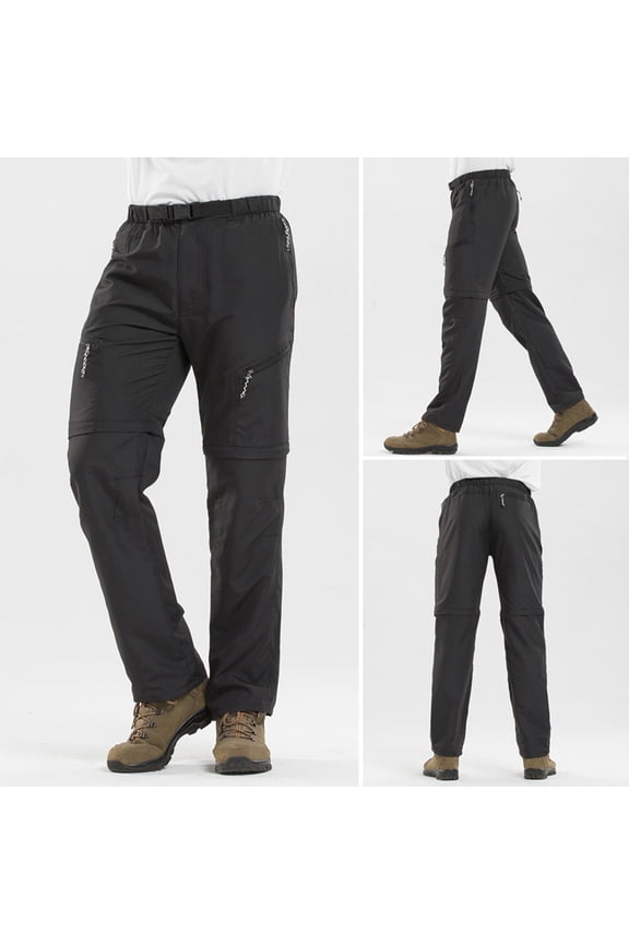 JNGSA Mens Hiking Convertible Pants Outdoor Waterproof Quick Dry Trouser with Pocket Zip Off Lightweight Fishing Pants Black M