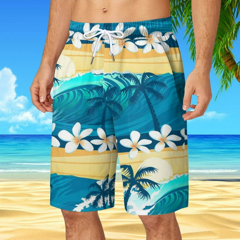 Swim Trunks Mens Colorful Board Shorts Men's Drawstring Waist
