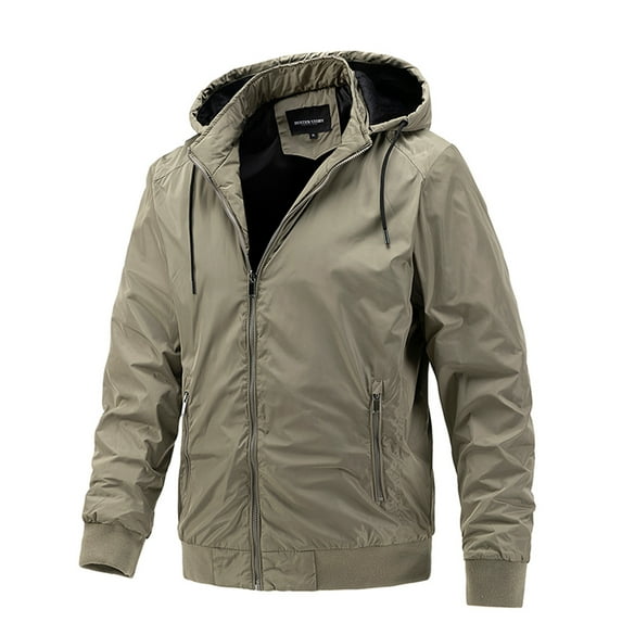 JNGSA Mens Water-proof Ski Snowboard Jacket Windproof Winter Snow Coat 2023 Fall/Winter Casual Sports Windbreaker Hooded Jacket Khaki XXL