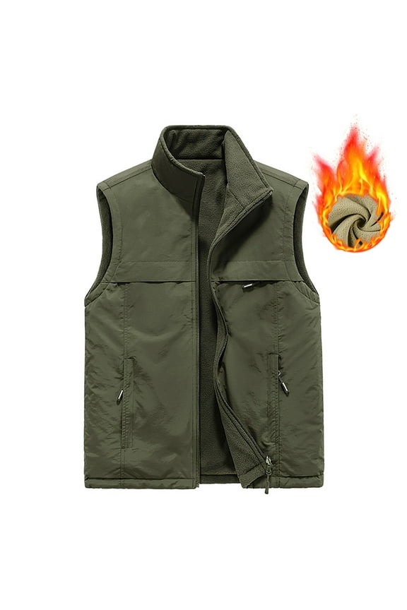 Mens Windbreakers Light Jackets, Men's Running Vest Outerwear Loose Lightweight Windproof Fleece-Lined Sleeveless Jacket for Golf