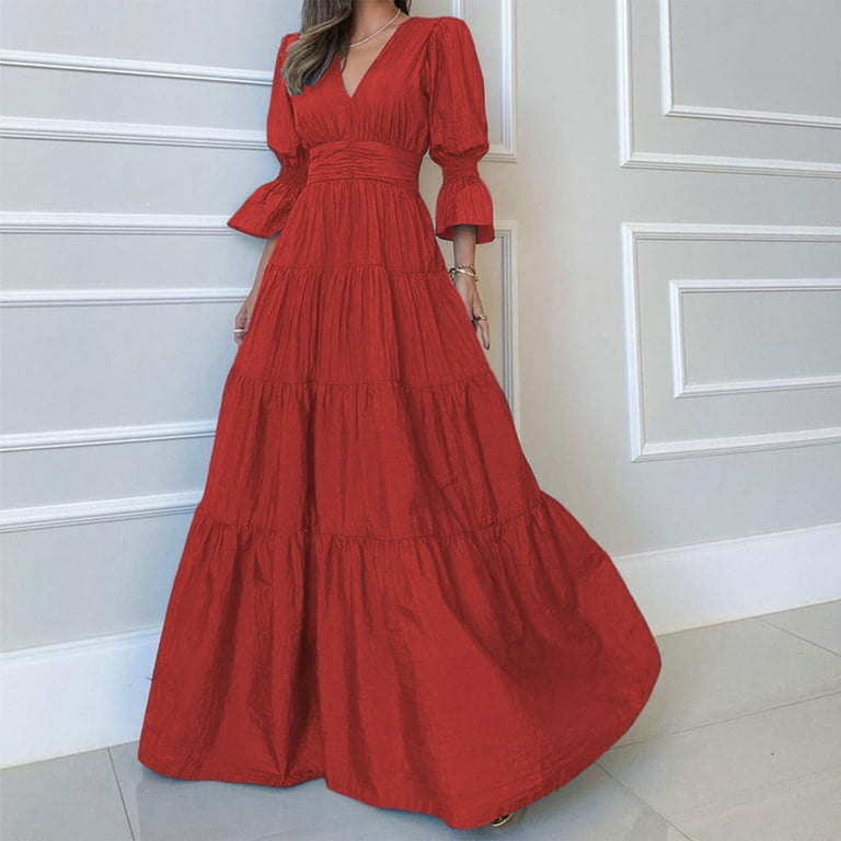 Elegant Polka Dot Fold V Neck A Line Dresses Elegant Polka Dot Fold V Neck A Line Dresses