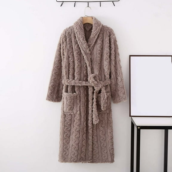 JNGSA Night Gowns For Adult Women Terry Cloth Robes For Women Women's Fashion Robe Bathrobe Lengthening Keep Warm Lapel Hooded Pocket Long Sleeve Clearance