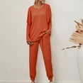 thumbnail image 1 of JNGSA Pants Sets Women 2 Piece Outfits,Women's Ribbed Lounge Sets Solid Color Loose Casual Long Sleeve Shirt and Drawstring Pants Two Piece Pajamas Sets Orange, 1 of 7