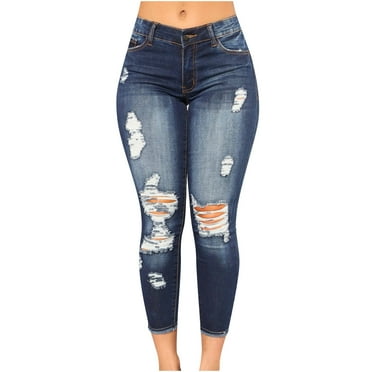 JNGSA Plus Size Jeans for Women Stretch,Women Skinny Ripped Jeans Stretch Distressed Destroyed Denim Pants with Pockets All Season Casual Jean Pants Clearance