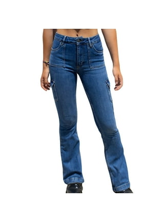 Viadha Womens Jeans Fashion High Waist Pocket Solid Casual Hip