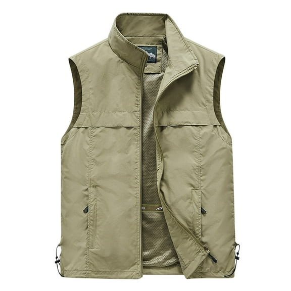 JNGSA Snow Jacket Men, Men's Full-Zip Vest Outerwear Loose Lightweight Warm Casual Sleeveless Jacket for Fall Winter