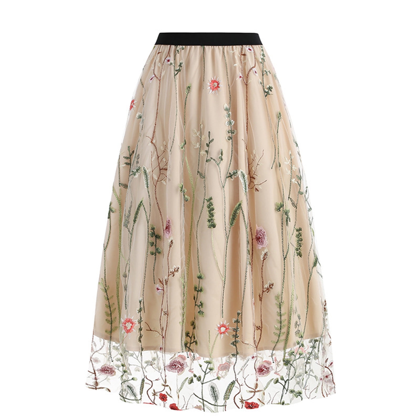 Mid-length Large Hem Skirt for Women Spring High Waist Feather Tutu Skirt