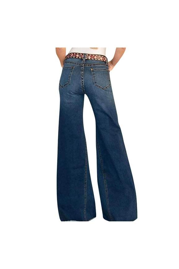 Stretchy Jeans for Women,High Waisted Wide Leg Jeans for Women Boyfriend Jean Vintage 91S Baggy Denim Pants Blue Loose Fit Jeans for Women Clearance