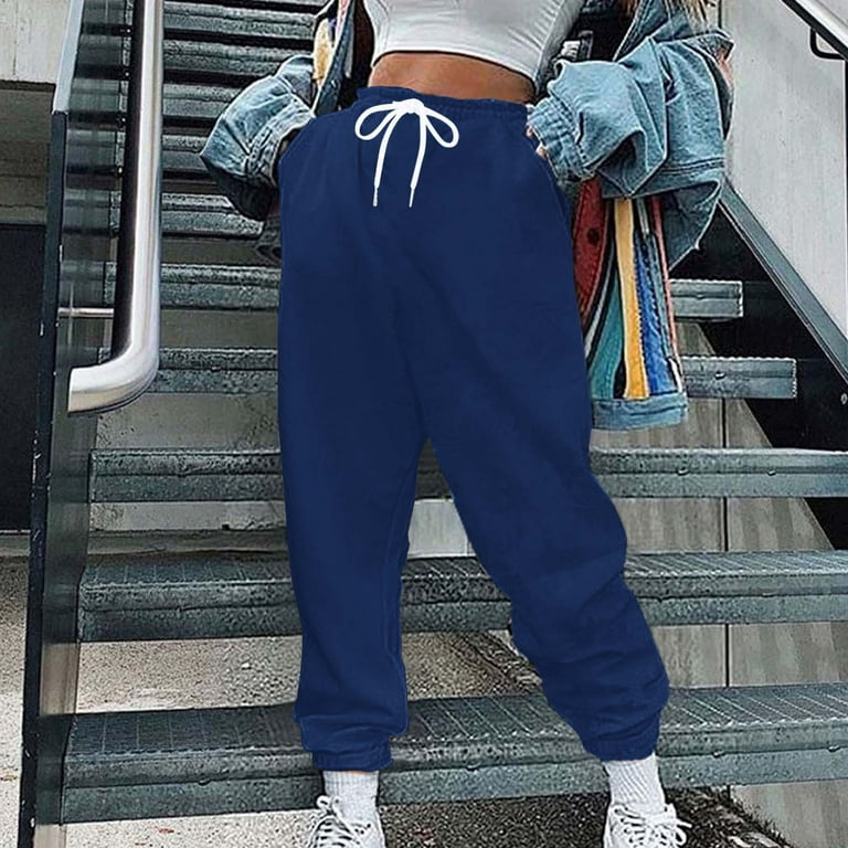 JNGSA Sweatpants Women Baggy Women s High Waisted Baggy Sweatpants 2038 Fall Drawstring Jogger Pants Streetwear Jogger Loose Trendy Lounge Trousers