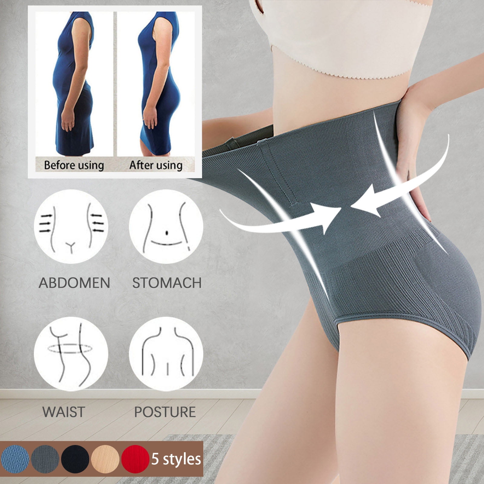JNGSA Tummy Control Thong Shapewear for Women Seamless Shaping Thong  Panties Body Shaper Underwear ,High Waisted Shapewear for Women Black 