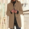 thumbnail image 1 of JNGSA Winter Coats for Women, Women's Winter Overcoat Mid-Long Stand Collar Woolen Single Breasted Coat Outerwear with Pockets, 1 of 6