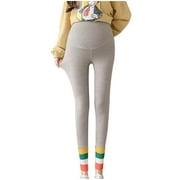 JNGSA Winter Maternity's Leggings Thickened Underlay Pants Over The Belly High Waist Pregnancy Pants Gray XXXL