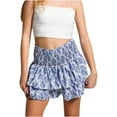 thumbnail image 1 of JNGSA Woman's High Waist Ruffle Skirt 2023 New Trendy Summer Floral Pleated Skirt Cute Flowy A-line Mini Skirt Light Blue, 1 of 5