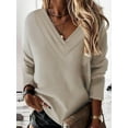 thumbnail image 1 of JNGSA Women V Neck Sweatshirts Casual Long Sleeve Oversized Pullover Sweatshirt Loose Comfy Tops, 1 of 3