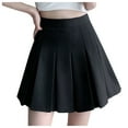 thumbnail image 1 of JNGSA Women's Casual Solid Color High Waist Pleated A-Line Uniform Mini Skirt Cute Short Skirts, 1 of 6