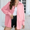 thumbnail image 1 of JNGSA Women's Classic-Fit Button-Down Shirts Loose Lapel Long-Sleeve Shirts Solid Color Business Casual Dressy Blouse Pink M, 1 of 4