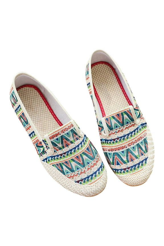 Women's Flat Shoes Canvas Shoes Round Toe Slip On Walking Flats Shoes for Woman Low Flats Comfort Soft