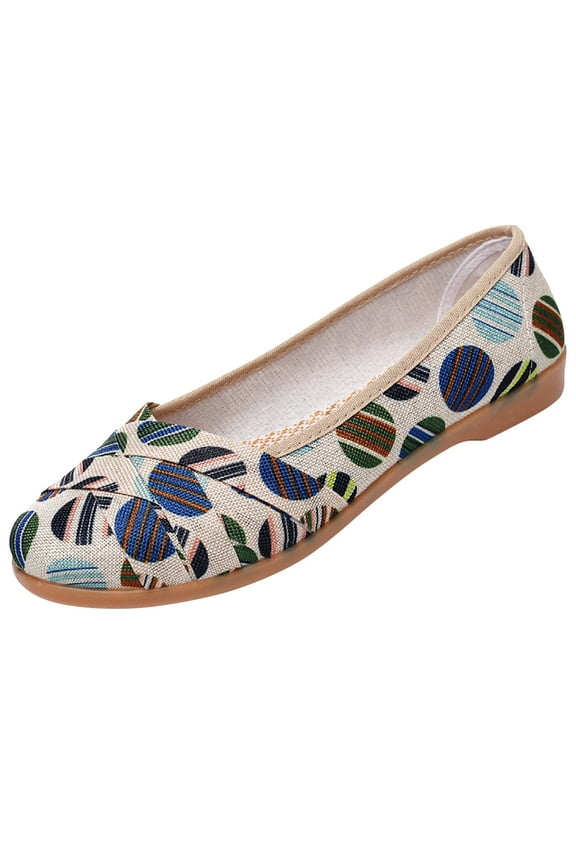 Women's Flat Shoes Canvas Shoes Round Toe Slip On Walking Flats Shoes for Woman Low Flats Comfort Soft
