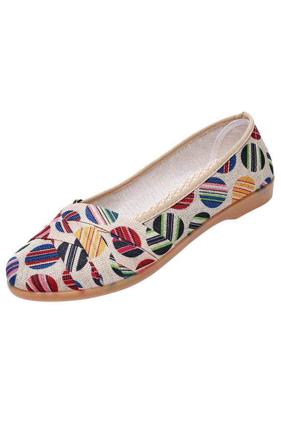 Women's Flat Shoes Canvas Shoes Round Toe Slip On Walking Flats Shoes for Woman Low Flats Comfort Soft