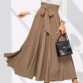 thumbnail image 1 of JNGSA Women's High Waist Formal Skirt Elegant Front Lace-Up Pleated Skirt Buisness Casual Flowy Long Skirt Khaki, 1 of 6