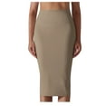 thumbnail image 1 of JNGSA Women's High Waisted Elastic Skirt Pull On Midi Length Pencil Skirt Form Fitted Side Slit Skirt, 1 of 8