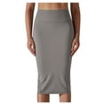 thumbnail image 1 of JNGSA Women's High Waisted Elastic Skirt Pull On Midi Length Pencil Skirt Form Fitted Side Slit Skirt, 1 of 8