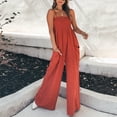 thumbnail image 1 of JNGSA Women's Jumpsuits Slim Cut Waist Commuter Jumpsuit Wide Leg Pants Spaghetti Strap Casual Summer Soild Rompers Red Clearance, 1 of 8